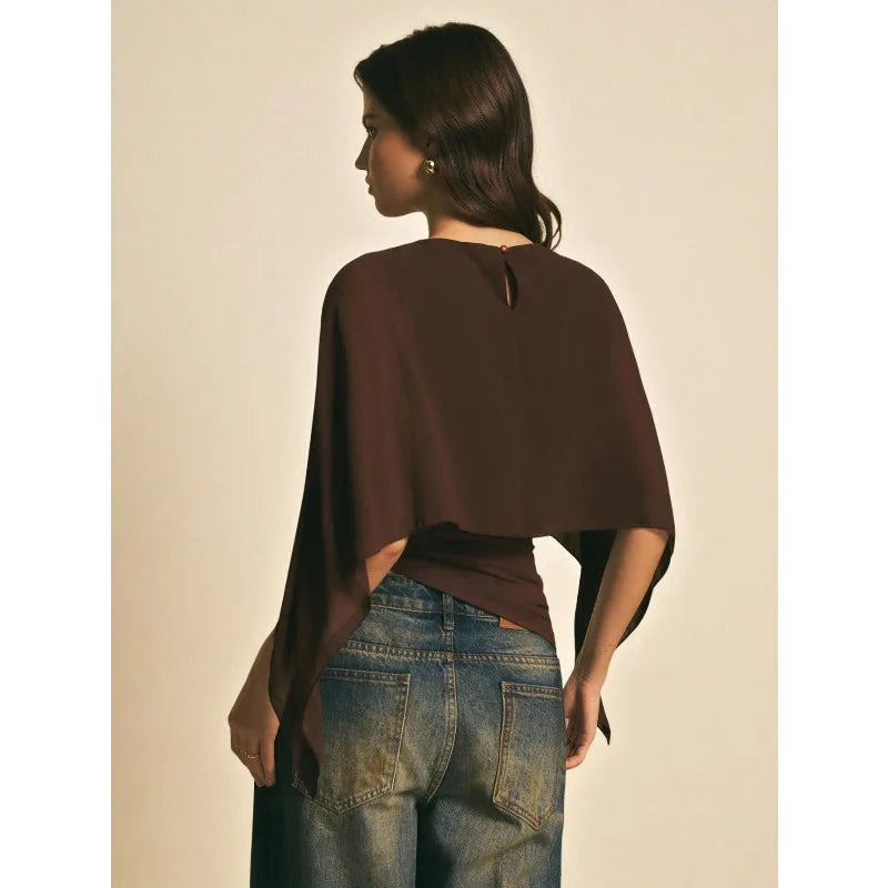 Chic Irregular Chiffon Flutter Blouse - Image 2